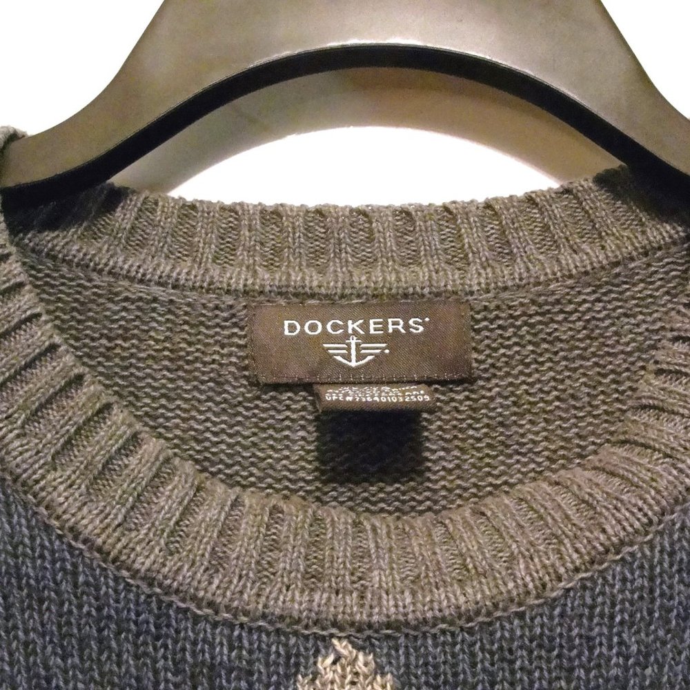 Dockers Sweater XL Gray Dark Blue Light Blue